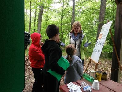 volunteer teaching youth outdoors