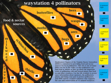 interpretive sign with a monarch butterfly image