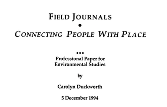 Title Page Field Journals - Connecting People with Place, Professional Paper for Environmental Studies