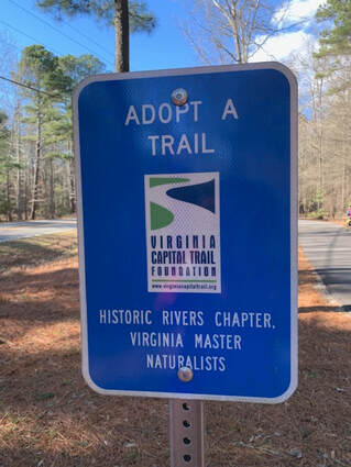Adopt-a-Trail sign acknowledging Historic Rivers Chapter, Virginia Master Naturalists