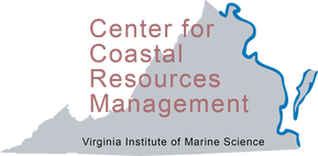 logo of the Virginia Institute of Marine Science Center for Coastal Resources Management with map of Virginia and coastal areas highlighted in blue
