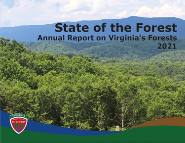 Screen shot of the front cover of the 2021 DOF State of the Forest Report