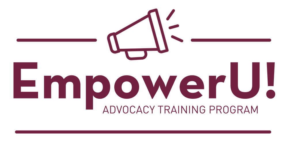EmpowerU Advocacy Training with megaphone icon
