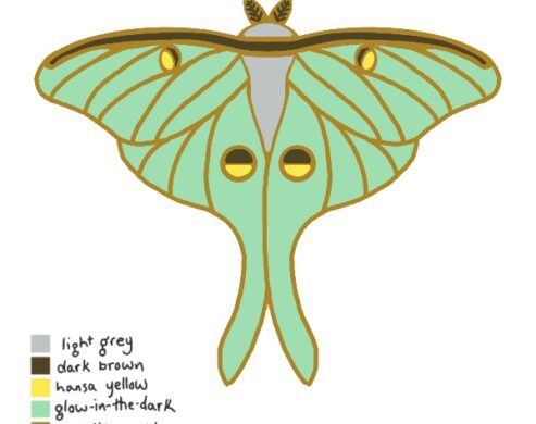 digital artwork of a green moth with long tails