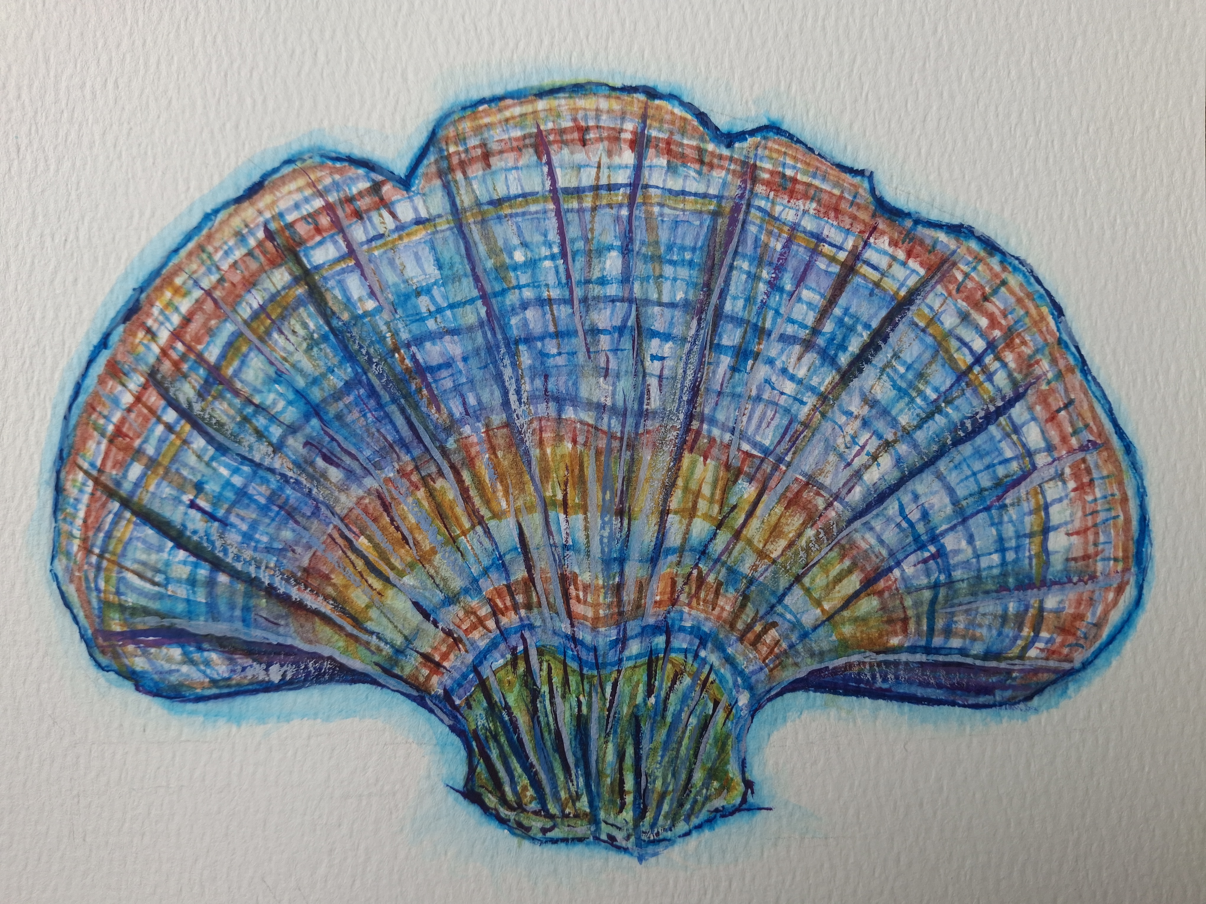 fan-shaped, multicolored mushroom